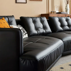 Leather Curved Couch French Vintage Luxury Corner Sofa