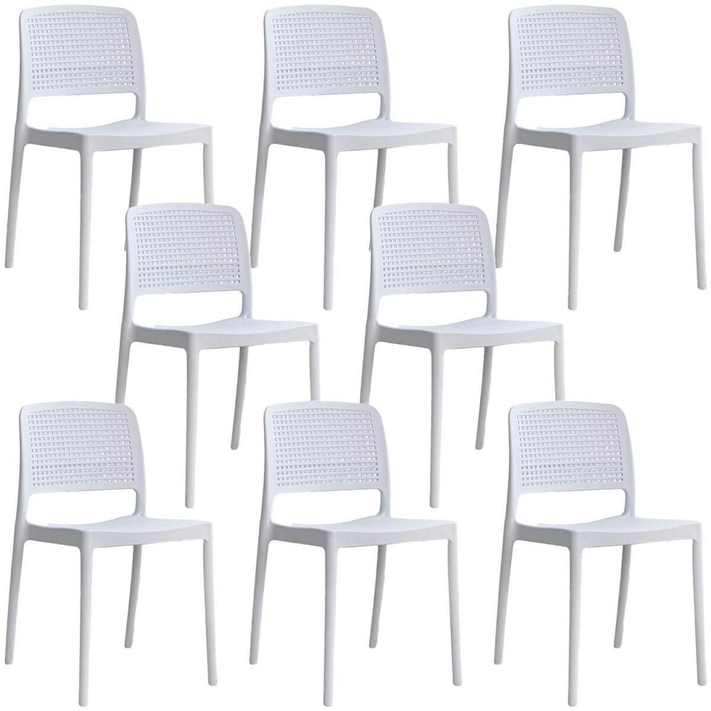 Stackable modern plastic and acrylic side chair for kitchen and dining use