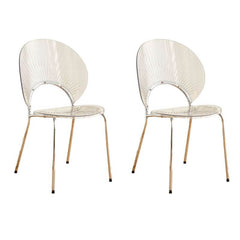 Scandinavian Style Stackable Plastic & Acrylic Side Chair with Silver Legs Dining Chairs