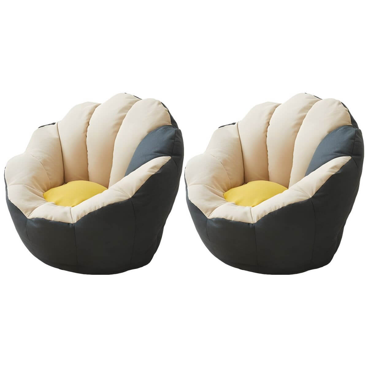 Lemon color cotton blend Papasan chair with slipcover and sewn pillow back accent