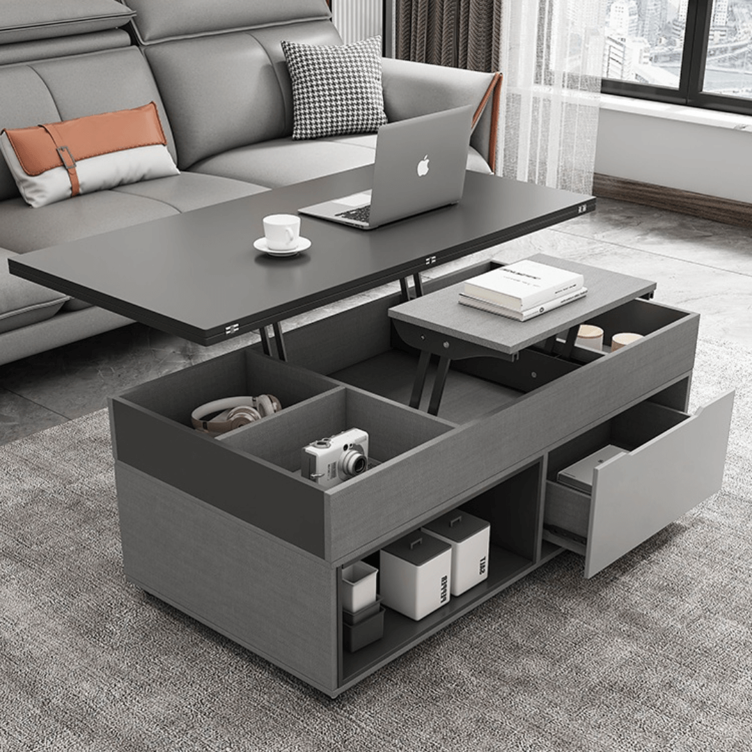 Practical and Chic Gray Lift Tables for Optimal Space Efficiency