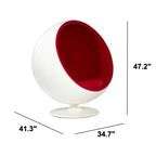 Scandinavian-Inspired Ball Chair in Fiberglass Shell