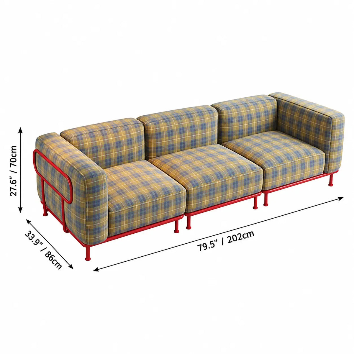 Plaid Sofa Series with Retro Colorblock Steel Frame for Creative Living Rooms