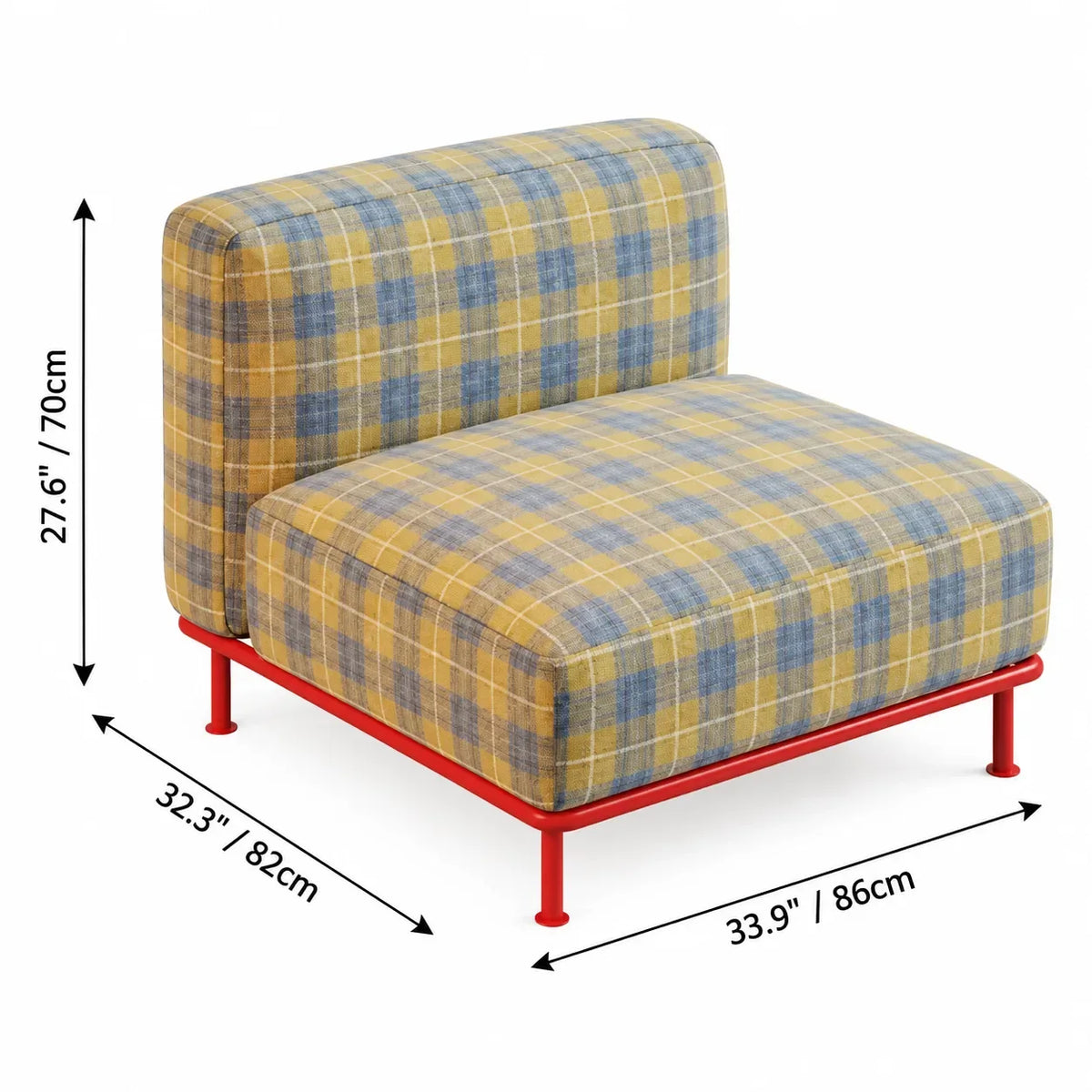 Plaid Sofa Series with Retro Colorblock Steel Frame for Creative Living Rooms