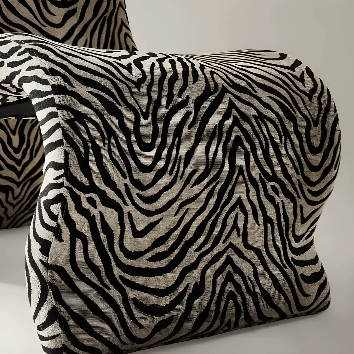 Editorial Black White Zebra Accent Chair With Plush Chenille