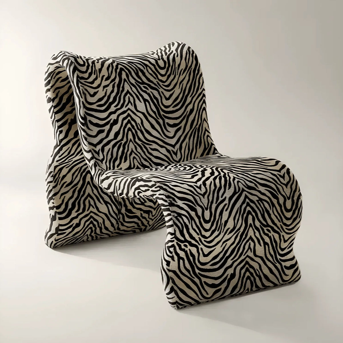 Editorial Black White Zebra Accent Chair With Plush Chenille