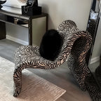 Editorial Black White Zebra Accent Chair With Plush Chenille