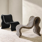 Editorial Black White Zebra Accent Chair With Plush Chenille