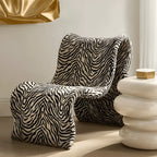 Editorial Black White Zebra Accent Chair With Plush Chenille