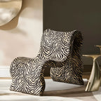 Editorial Black White Zebra Accent Chair With Plush Chenille Main Product Image