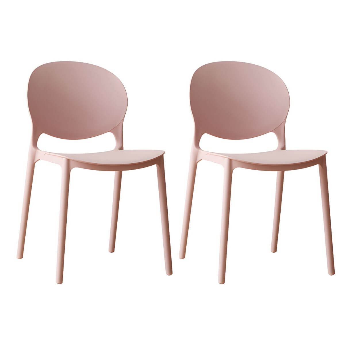 Scandinavian plastic dining chair with open back and four legs, ideal for home use