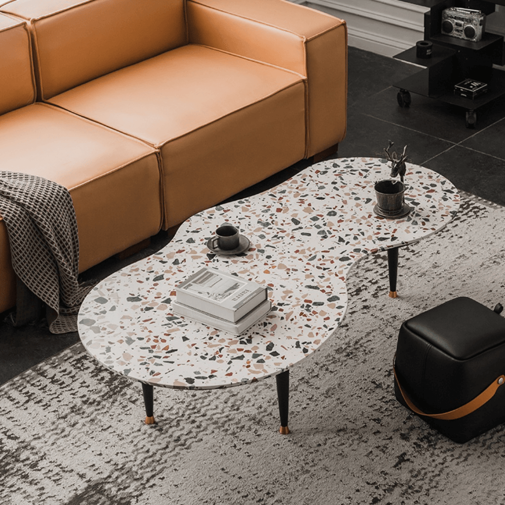 Terrazzo coffee table with contemporary design, perfect for small homes and chic office spaces