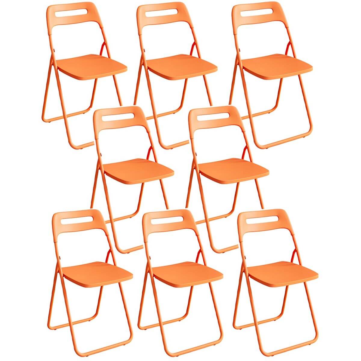 Modern collapsible open back side chair made of plastic and acrylic, ideal for kitchen and dining areas