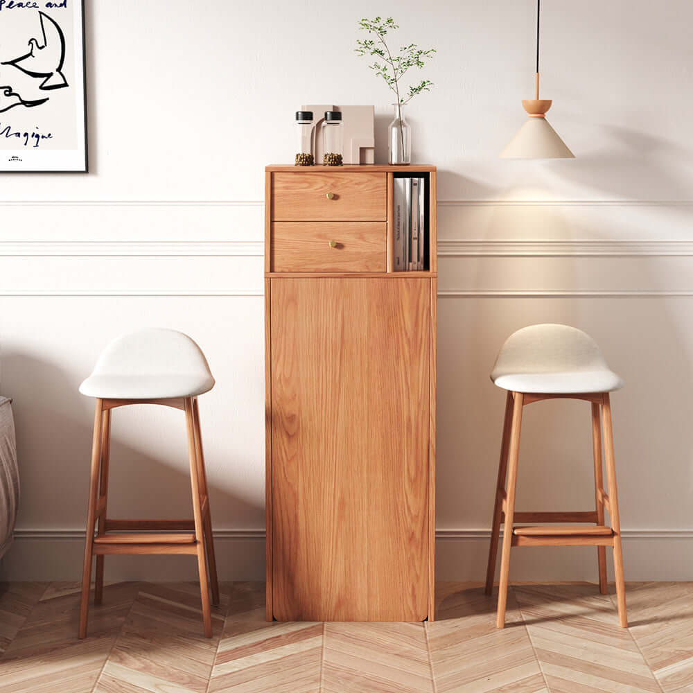 Folding bar table with dining combo and built-in wine cabinet for compact spaces