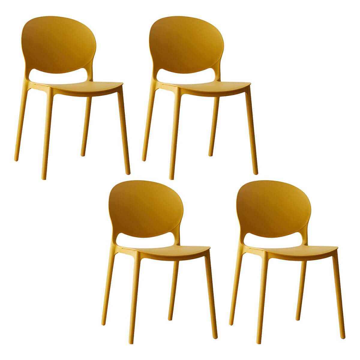 Scandinavian plastic dining chair with open back and four legs, ideal for home use
