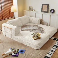 Freely Configurable Modular Futons Foldable Floor Couch Bed Sleeper Sofas with Corduroy Fabric