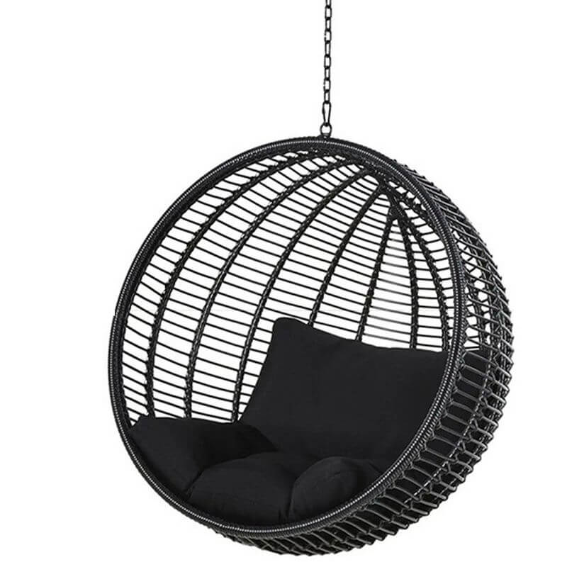 Climate-resistant metal porch swing with cushions, chain, and stand in unfinished color