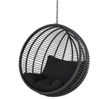 Climate-resistant metal porch swing with cushions, chain, and stand in unfinished color