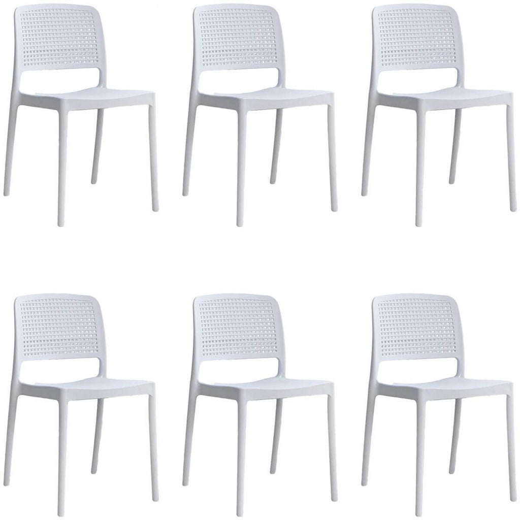Stackable modern plastic and acrylic side chair for kitchen and dining use