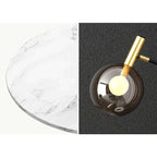 Elegant Black and Gold Glass Tray Table Lamp with Amber Shade