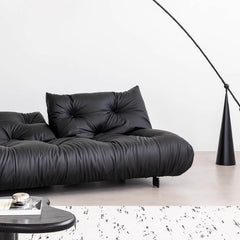 Stylish minimalist black leather sofa bed for modern homes