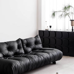 Contemporary black microfiber leather sofa bed with simple design