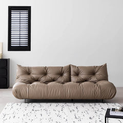 Versatile black leather sofa bed with microfiber finish for any room