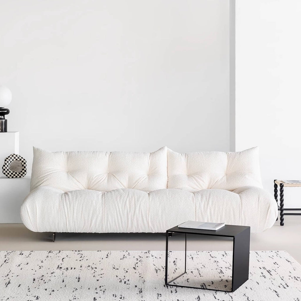 Contemporary black microfiber leather sofa bed with simple design