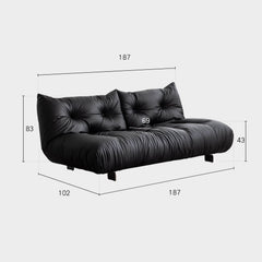 Modern elegant sofa bed in black microfiber leather with clean lines