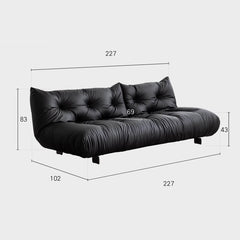 Elegant black microfiber leather sofa bed in minimalist style