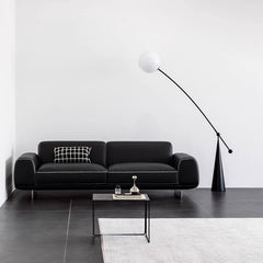 Elegant black microfiber leather sofa in minimalist style seating up to 3