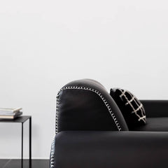 Elegant black microfiber leather sofa in minimalist style seating up to 3