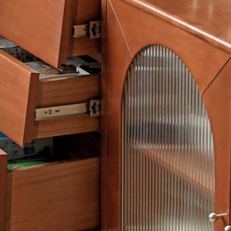 Elegant Brown Wooden Sideboard with Shelves and Drawers