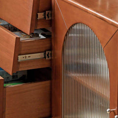 Elegant Brown Wooden Sideboard with Shelves and Drawers