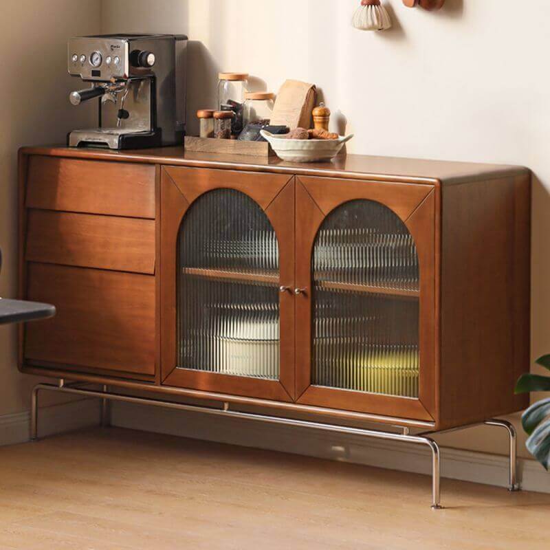 Elegant Brown Wooden Sideboard with Shelves and Drawers Zweitbild