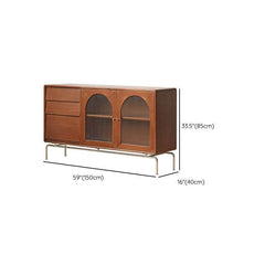 Elegant Brown Wooden Sideboard with Shelves and Drawers