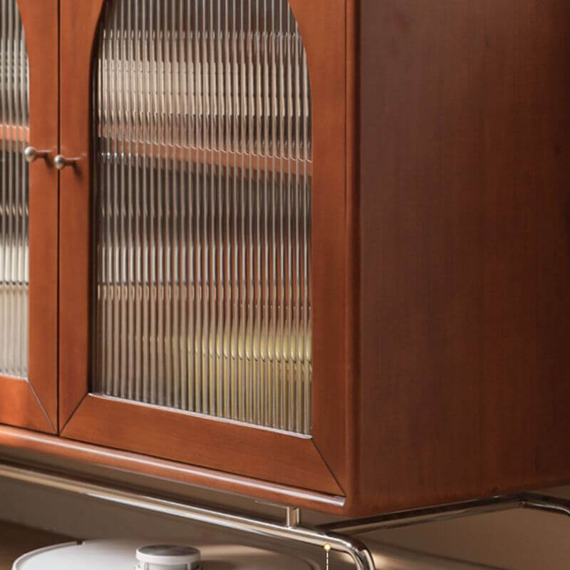 Elegant Brown Wooden Sideboard with Shelves and Drawers