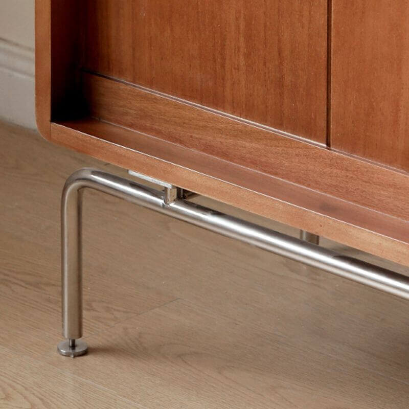 Elegant Brown Wooden Sideboard with Shelves and Drawers