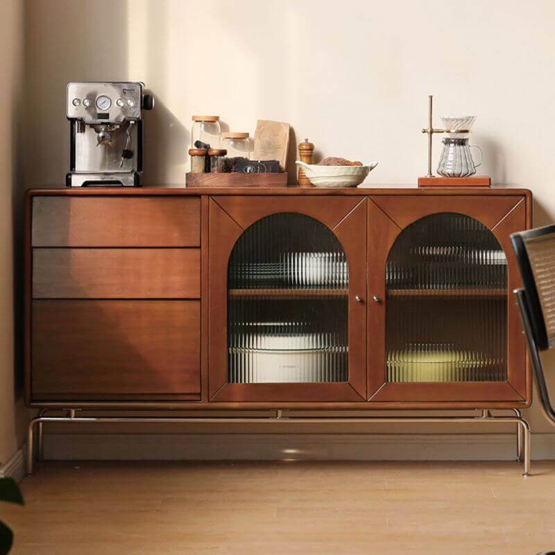 Elegant Brown Wooden Sideboard with Shelves and Drawers Main Product Image Hauptbild