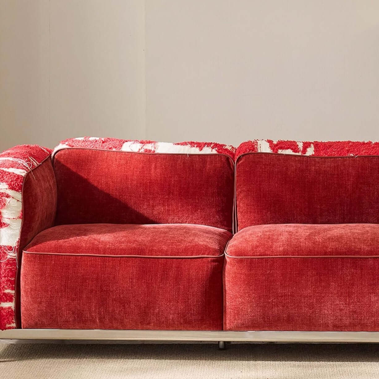 Elegant Cotton Sofa with Stainless Steel Frame for Modern Living