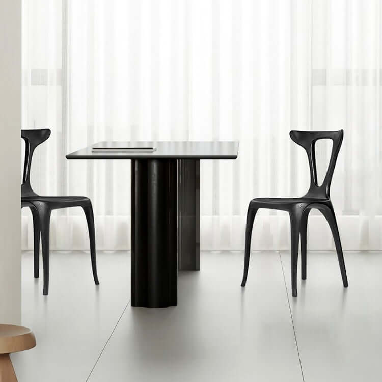 Elegant Deep Brown Solid Wood Lounge Chair with Unique Backrest