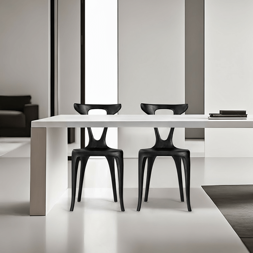 Elegant Deep Brown Solid Wood Lounge Chair with Unique Backrest