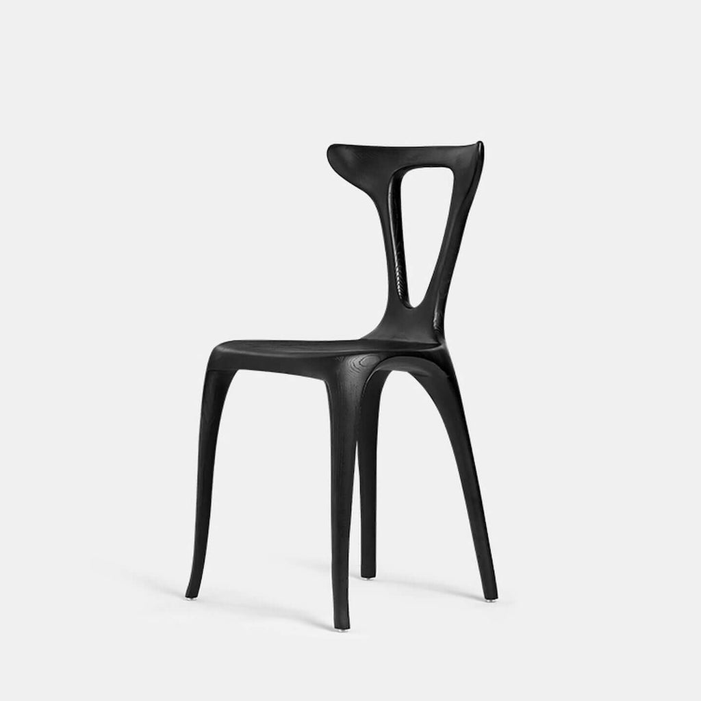 Elegant Deep Brown Solid Wood Lounge Chair with Unique Backrest