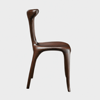 Elegant Deep Brown Solid Wood Lounge Chair with Unique Backrest