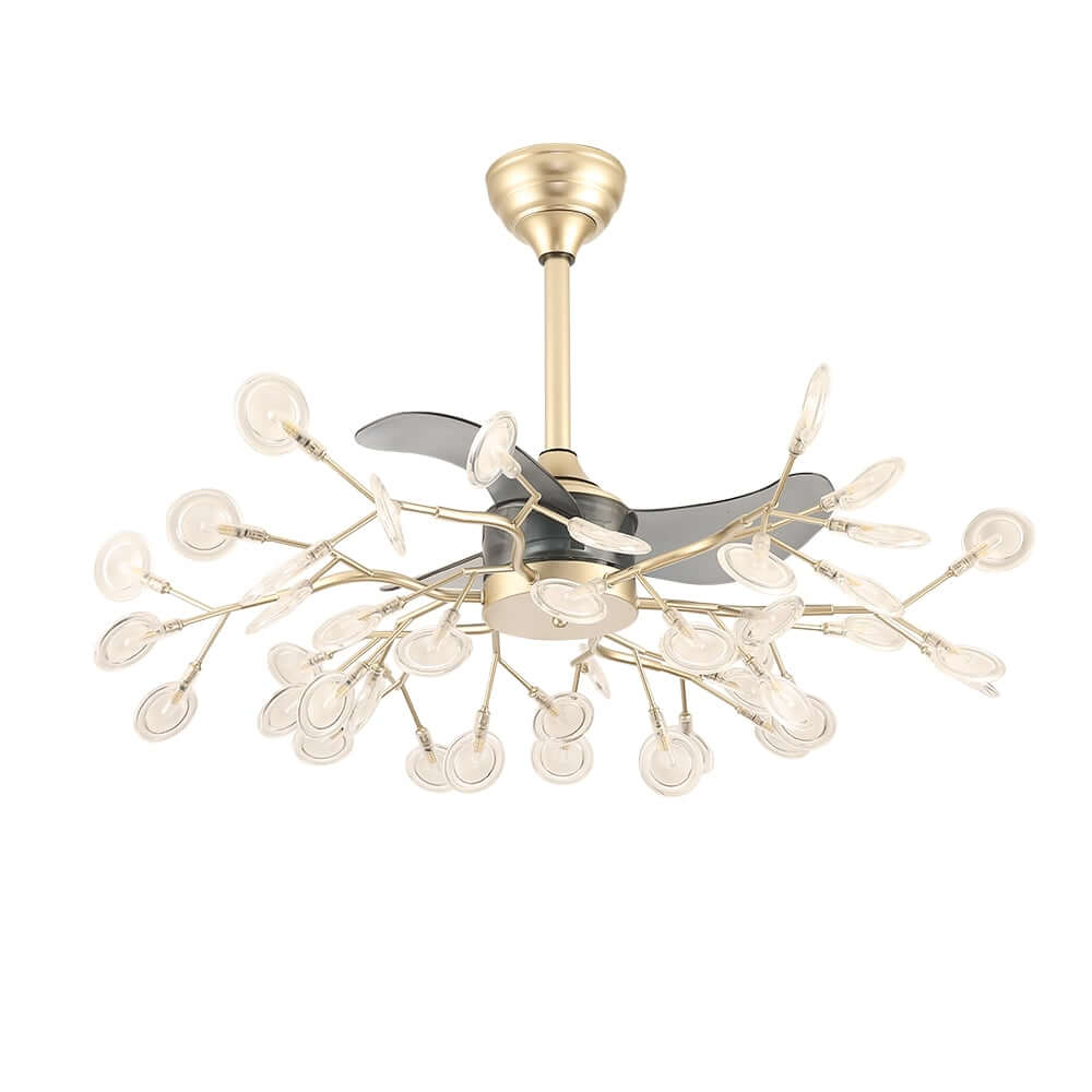 Elegant Gold Acrylic LED Ceiling Fan Light with Remote Control