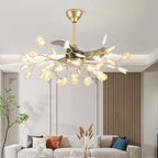 Elegant Gold Acrylic LED Ceiling Fan Light with Remote Control