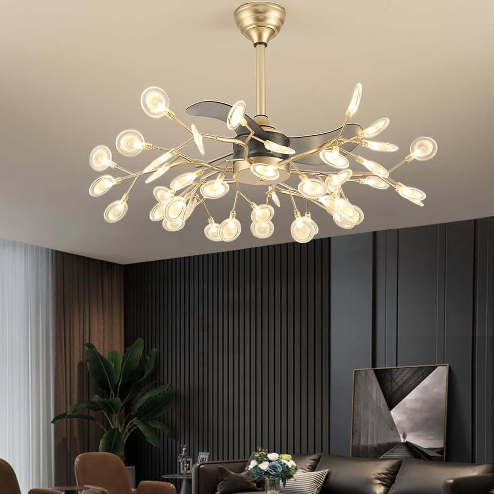 Elegant Gold Acrylic LED Ceiling Fan Light with Remote Control Main Product Image Image principale du produit