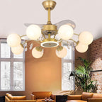 Elegant Gold Iron Chandelier Ceiling Fan with Remote Control