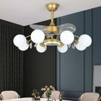 Elegant Gold Iron Chandelier Ceiling Fan with Remote Control