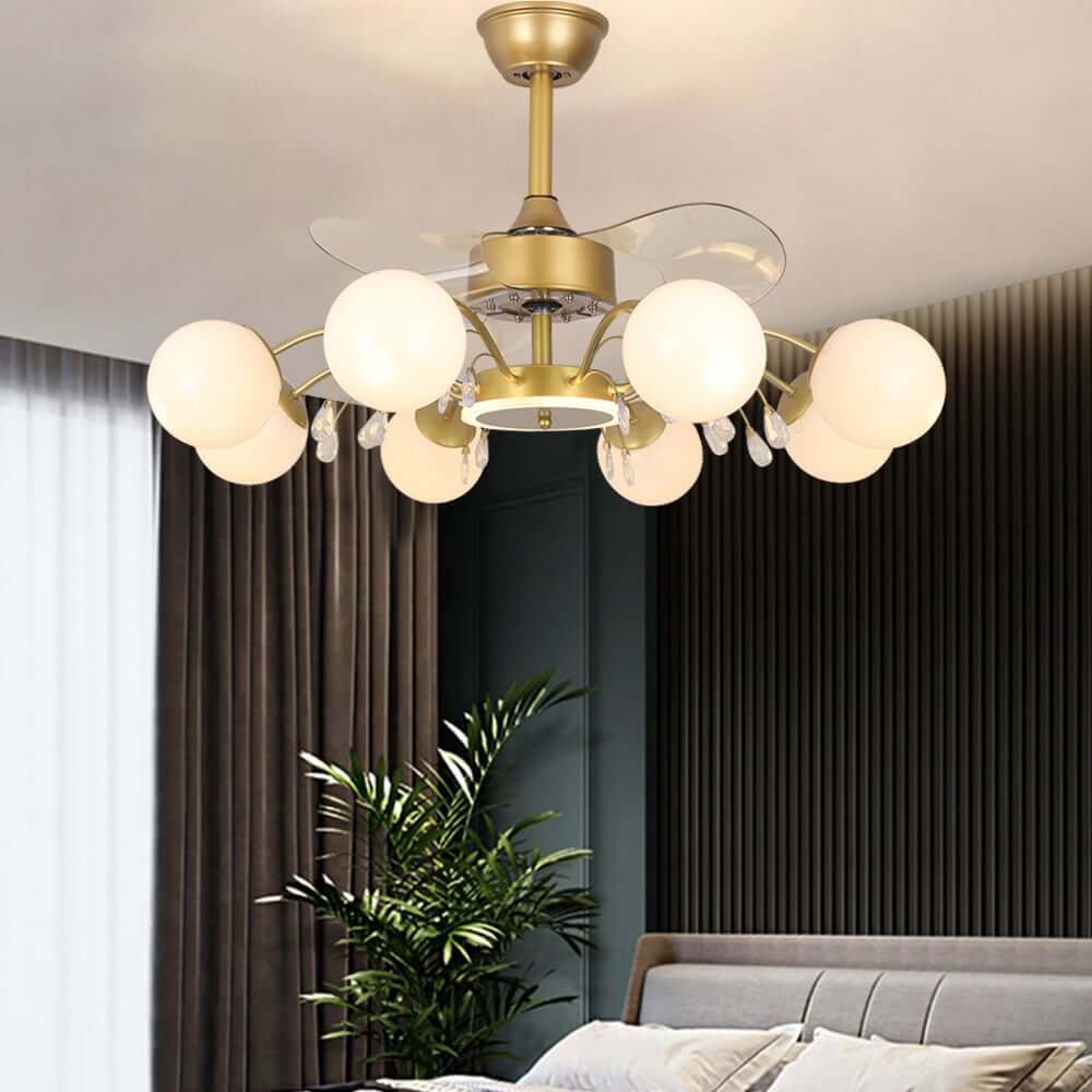Elegant Gold Iron Chandelier Ceiling Fan with Remote Control Secondary image